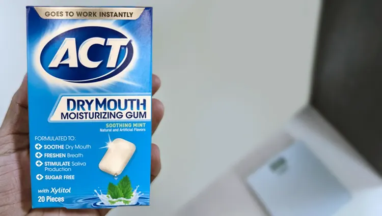 packaging of act dry mouth moisturizing gum